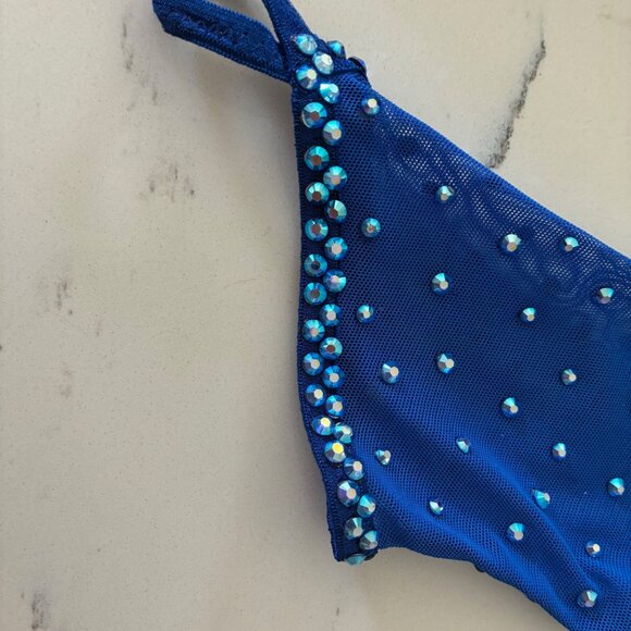 Custom-made, beautiful beaded royal blue evening dress - Picture 3 of 4